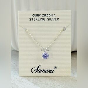 Sterling Silver Necklace with Lavender Cubic Zirconia